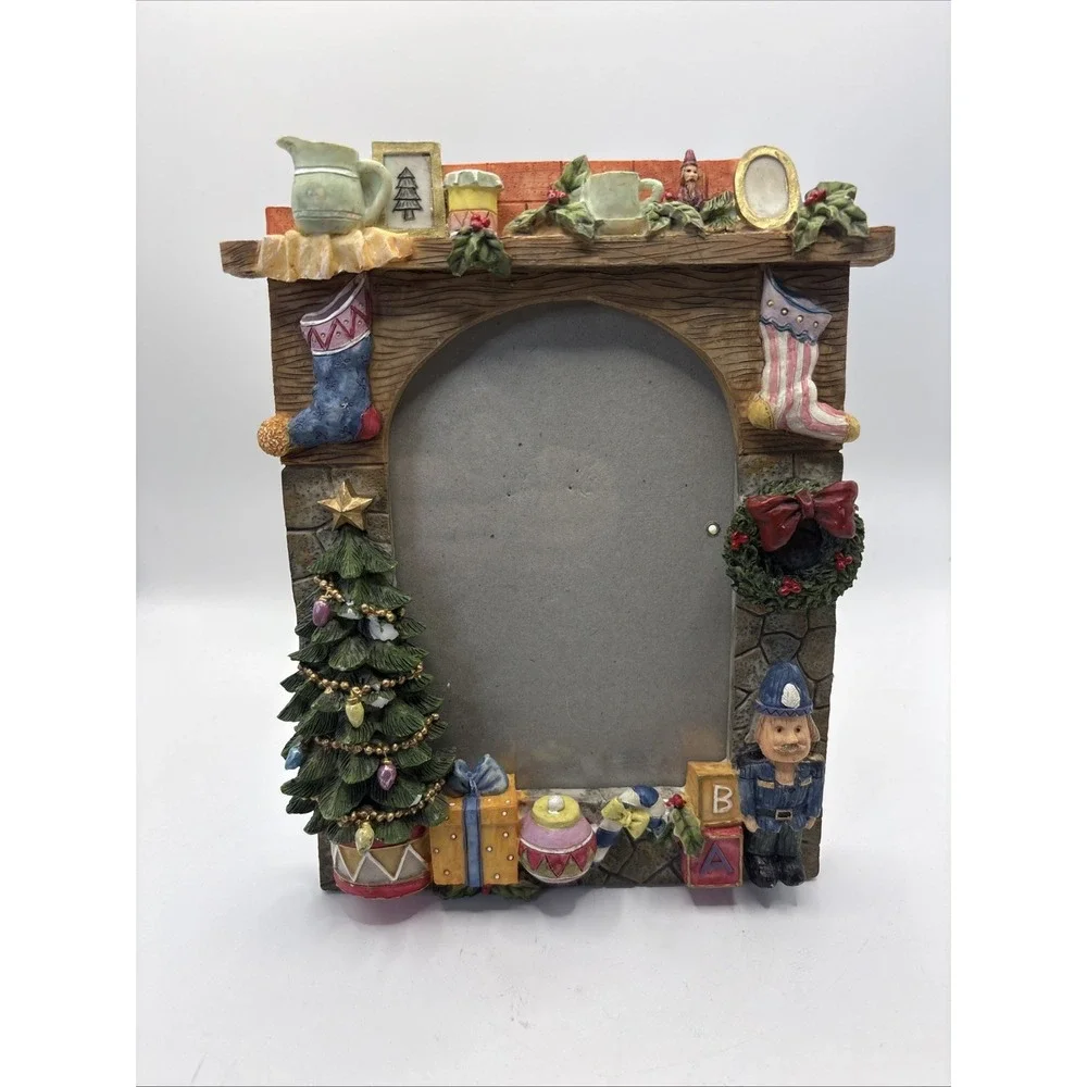 Christmas Picture Frame Fireplace Style Stocking 4x6 Glass Walmart‎
